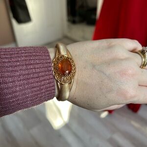VINTAGE Elegant Gold Bracelet with Orange TOPAZ Gemstone 💎